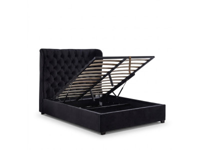 Schwarzes Chesterfield Polsterbett Luxus Schlafzimmer Deko Design Betten Leder