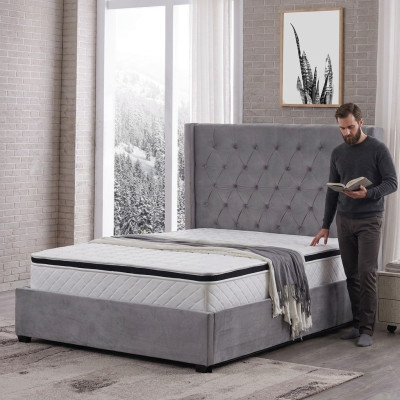 Bett Chesterfield Polsterbett Luxus Schlafzimmer Design Betten Textil Leder Neu