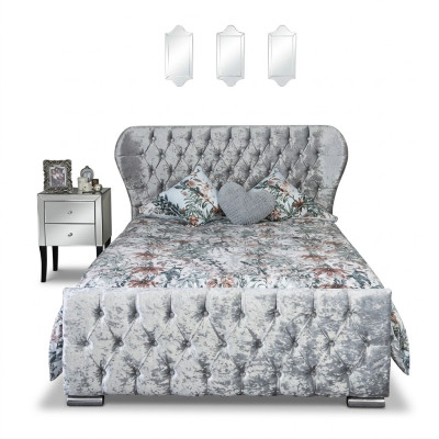 Chesterfield Design Samt Bett Luxus Textil Betten Schlafzimmer Doppel 200x200cm