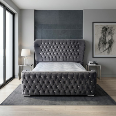 Chesterfield Hotel Doppel Leder Bett Schlafzimmer Polster Luxus Betten 160x200cm