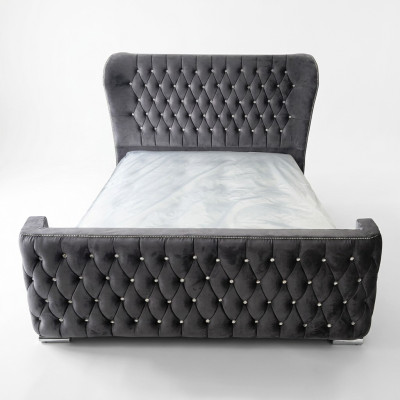 Chesterfield Hotel Doppel Leder Bett Schlafzimmer Polster Luxus Betten 160x200cm