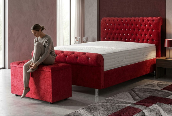 Chesterfield Hotel Doppel Leder Bett Schlafzimmer Polster Luxus Betten 200x200cm