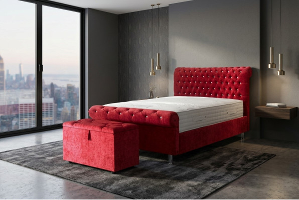 Chesterfield Hotel Doppel Leder Bett Schlafzimmer Polster Luxus Betten 200x200cm