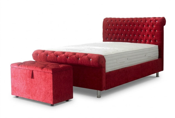 Chesterfield Hotel Doppel Leder Bett Schlafzimmer Polster Luxus Betten 200x200cm