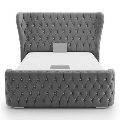 Chesterfield Textil Bett Schlafzimmer Betten Doppel Polster 140/160/180/200 cm
