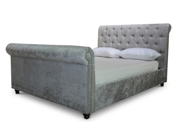 Design Chesterfield Bett Textil Samt Polster Leder Hotel Betten Schlafzimmer Neu