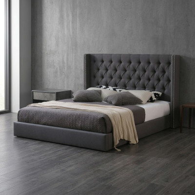 Großes Graues Chesterfield Doppelbett Royale Luxus Betten
