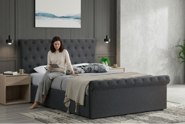 Chesterfield Klassisches Design Bett Polster Betten Textil 140x200cm