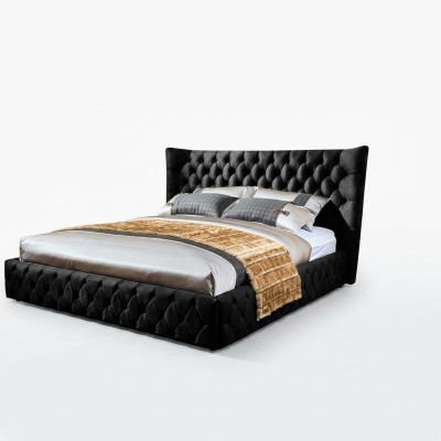 Chesterfield Schwarzes Bett Schlafzimmer Betten Textil Samt Big Hotel Betten