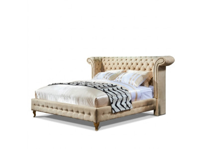 Chesterfield Design Polster Englisches Doppelbett Beige 140/160/180x200 cm