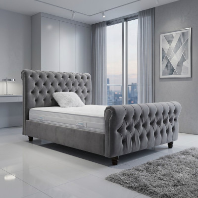 Chesterfield Bett Design Schlafzimmer Englisches Betten 200x200cm Textil Polster