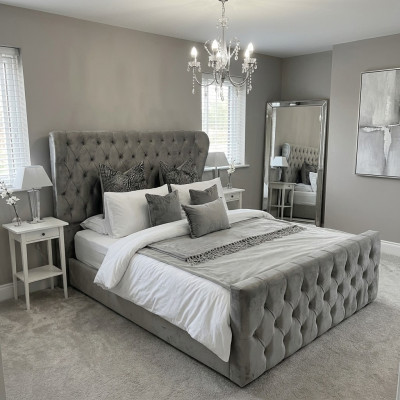 Chesterfield Designer Bett Schlafzimmer Textil Leder Polster 140/160/180/200 cm