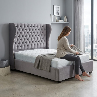 Chesterfield Designer Bett Schlafzimmer Textil Leder Polster 140/160/180/200cm