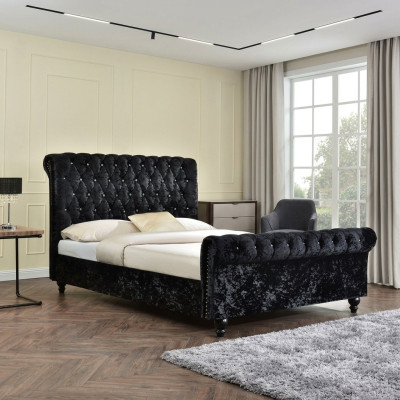 Schwarz Bett Chesterfield Polster Betten Schlafzimmer XXL Big 140x200