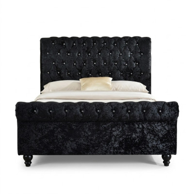 Schwarz Bett Chesterfield Polster Betten Schlafzimmer XXL Big 140x200