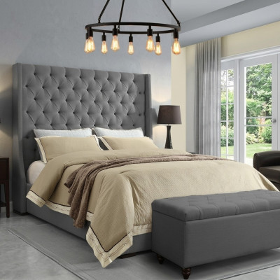 Klassisches Design Bett Polster Betten Textil 140x200cm Chesterfield Bett