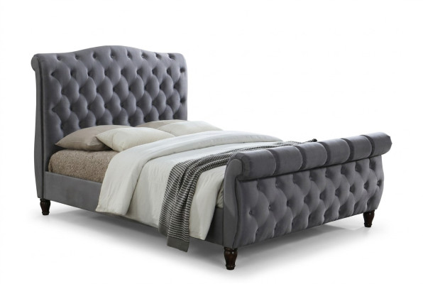 Klassisches Samt Textil Bett Doppel Betten Gepolsterte Hotel Schlazimmer 180x200