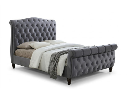 Klassisches Samt Textil Bett Doppel Betten Gepolsterte Hotel Schlazimmer 180x200