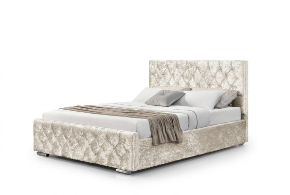 Weißes Textil Chesterfield Bett Schlafzimmer Doppelbetten Moderne Bett
