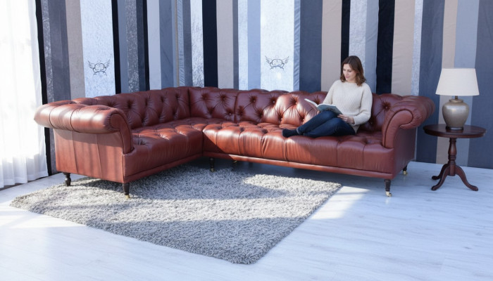 Edles Chesterfield Sofa Eckcouch Polster Garnitur -Maßanfertigung