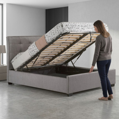 Designer Chesterfield Taupes Luxus Doppelbett Polster Gestell