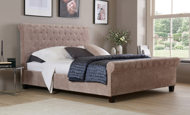 Chesterfield Design Samt Bett Luxus Textil Betten Schlafzimmer Doppel 160x200cm
