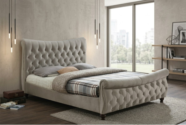 Schwarzes Chesterfield Hotel Doppelbett Schlafzimmer Polster Luxus Möbel