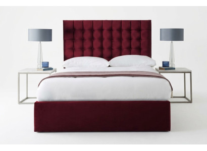 Rotes Luxus Samt Textil Bett Doppel Design Chesterfield 160x200cm Betten Neu