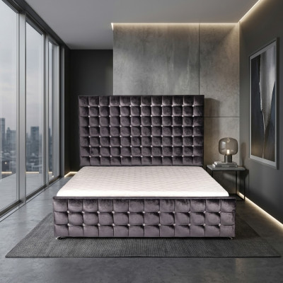 Designer schwarzes Chesterfield Bett mit Kristallsteinen Luxus Möbel