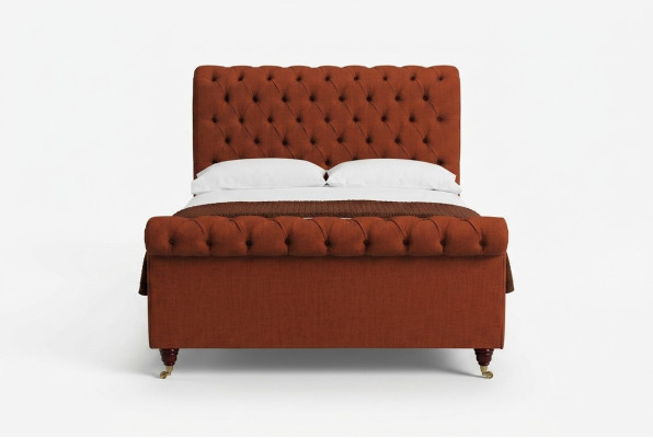 Chesterfield rotes Bett schickes Chesterfield Doppelbett Designer Möbel