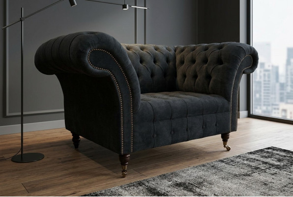 Schwarz Sofa Couch Polster Chesterfield Sitzmöbel Textil Stoff Leder Couchen Neu