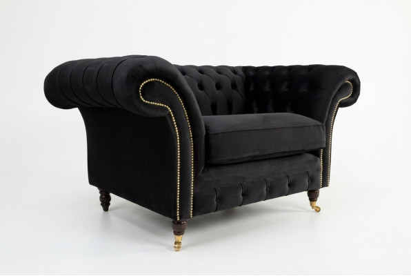Chesterfield Design Stoff Couch Sessel 1.5 Sitzer Polster Sofas Lounge Neu Club