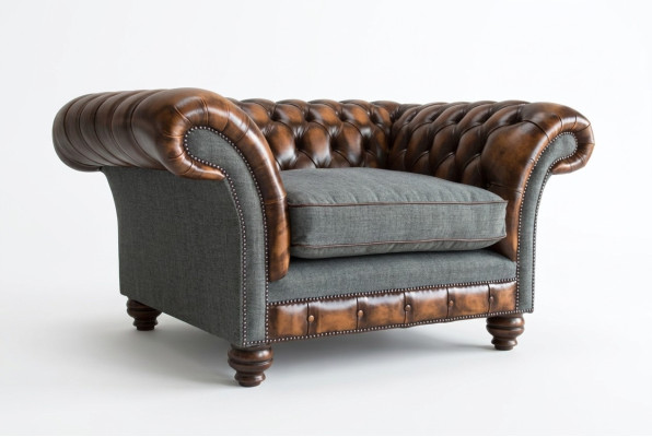 Chesterfield Design Stoff Couch Sessel 1.5 Sitzer Polster Sofas Lounge Neu Club