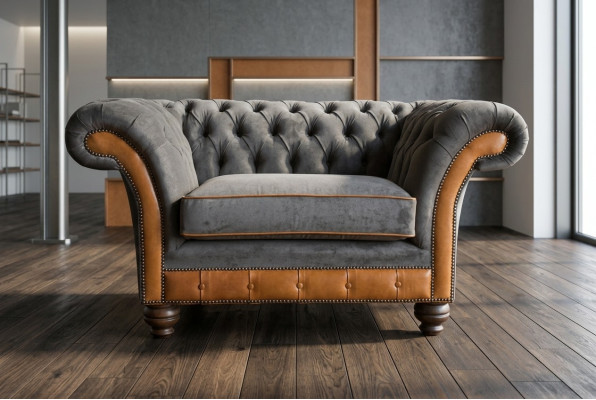 Einsitzer Sessel Fernseh Club Couch Sofa Chesterfield Original England Möbel Neu