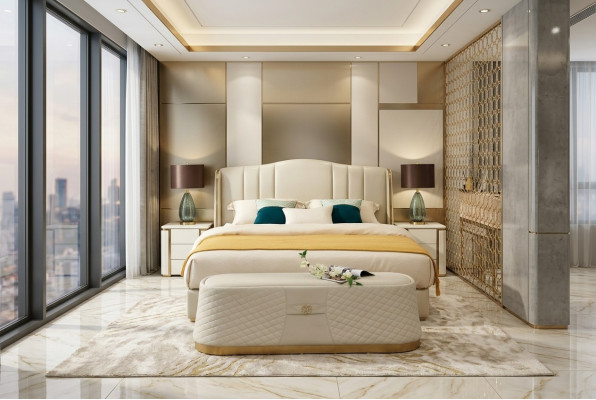 Bett Polsterbett Luxus Schlafzimmer Design Betten Textil Leder Bettgestell