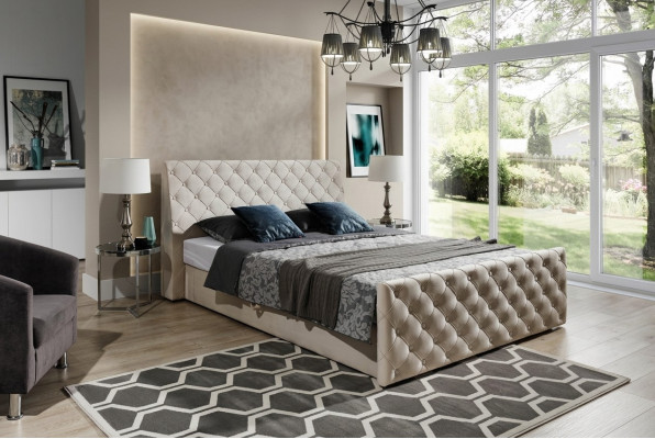 Chesterfield Bett Betten Leder 180x200cm Polster Ehe Design Leder Hotel Möbel
