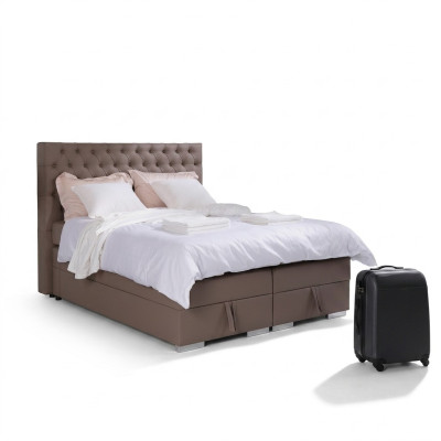 Komplettes Boxspring Bett Matratze Topper Hotel Doppel Betten Chesterfield Neu