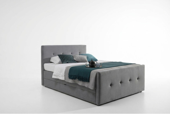 Modernes Graues Chesterfield Bett Luxuriöse Doppelbetten Schlafzimmer Möbel