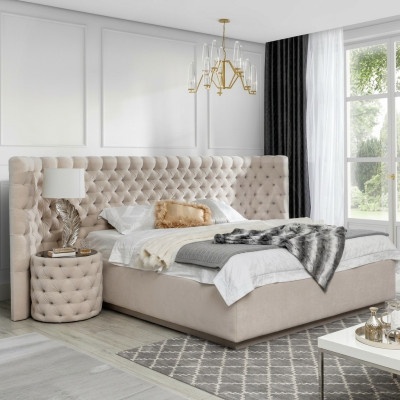 Chesterfield Bett Luxus Schlafzimmer Hotel Deko Polster Betten mit Knöpfen
