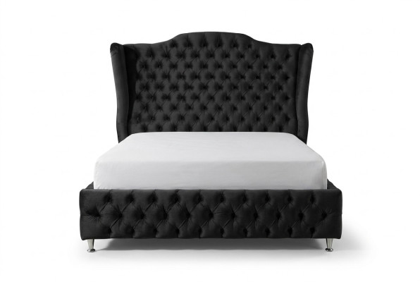 Schwarzes Bett Chesterfield Polster Doppelbett Luxus Schlafzimmer Design Betten