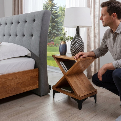 Nachttisch Nachtkonsole Design Beistelltisch Schlafzimmer Tisch Nachttische Holz