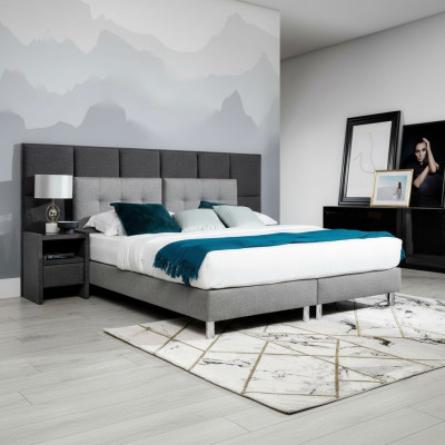 Designer Bett Schlafzimmer Betten Textil Leder Hotel Luxus Polster Samt Grau Neu