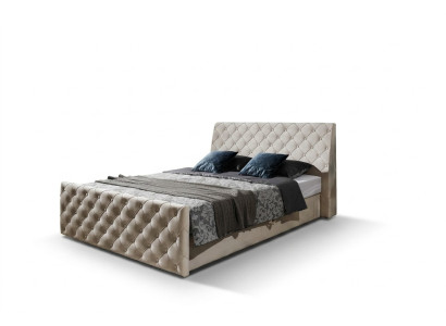 Chesterfield Bett Schlafzimmer Betten Textil 200x200cm Samt Big Hotel Beige Neu