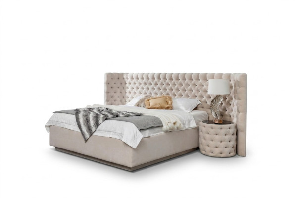 Chesterfield Hotel Doppel Polster Leder Bett Luxus Schlafzimmer Betten
