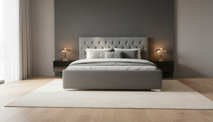 Chesterfield Textil Bett Polster Design 140x200 Doppelbett Betten Bettgestell