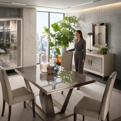 Esstisch Esszimmer Wohnzimmer Garnitur Holz Design Italienische Möbel