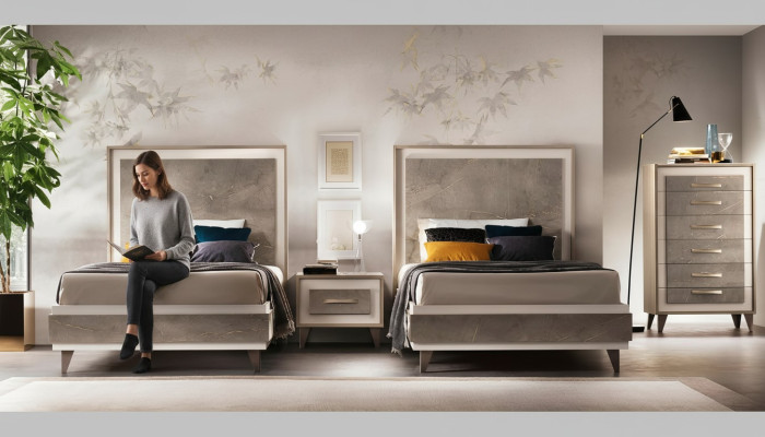 Schlafzimmer Set Bett Nachttische Kommode Stil Garnitur Italienische Möbel 4 tlg