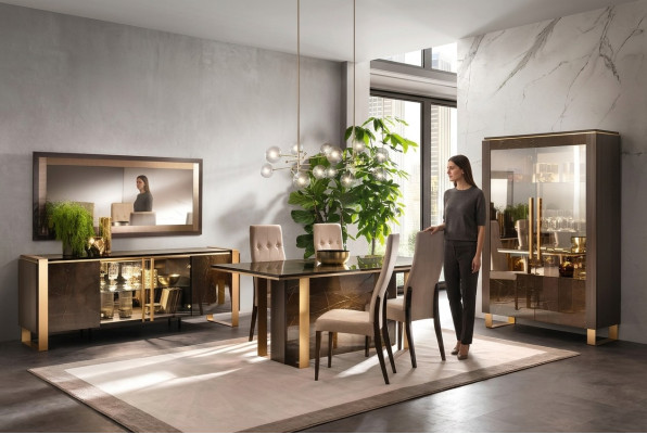 Modernes Esszimmer Tisch + 6 Stühle Garnitur Gruppe Italienische Stil