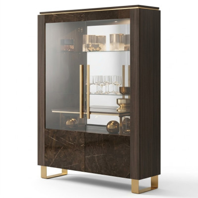 Glasschrank Vitrine Vitrinen Luxus Schrank Holz Stil Glas Regal Schränke