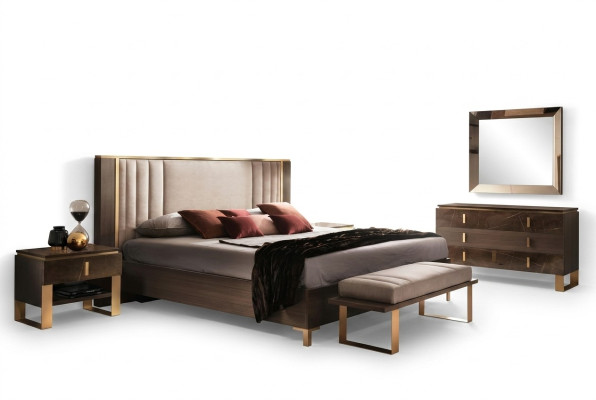 Modernes Schlafzimmer Set Bett Nachttisch Hocker 4tlg. Garnitur Gruppe